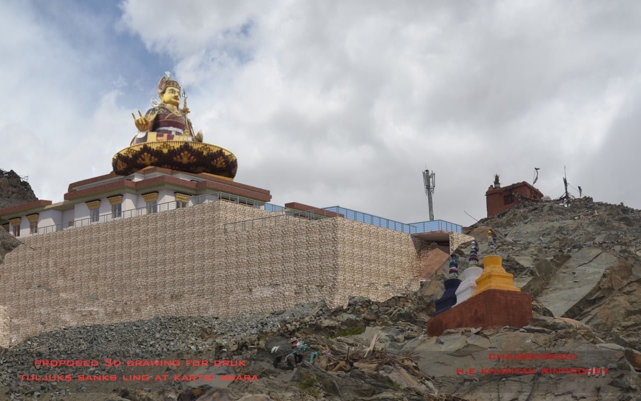 Original architectural visualisation of Guru Padmasambhava at the Skara hillside