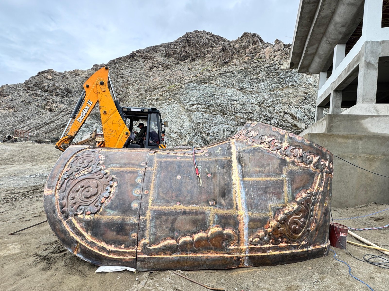 Copper lotus seat at the project site