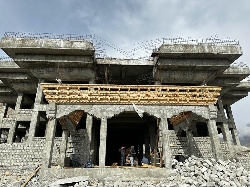 Prayer hall entrance in progress